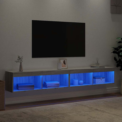 2 Piece TV Cabinet Set with LED Lights Grey Sonoma 100x30x30 cm
