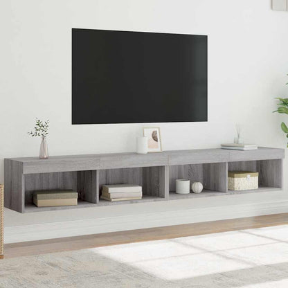 2 Piece TV Cabinet Set with LED Lights Grey Sonoma 100x30x30 cm