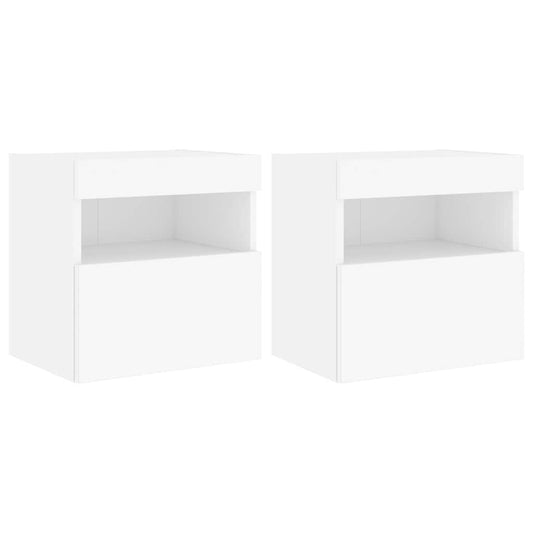 TV Wall Cabinets with LED Lights 2 pcs White 40x30x40 cm