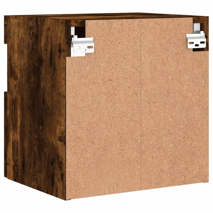 TV Wall Cabinets with LED Lights 2 pcs Smoked Oak 40x30x40 cm