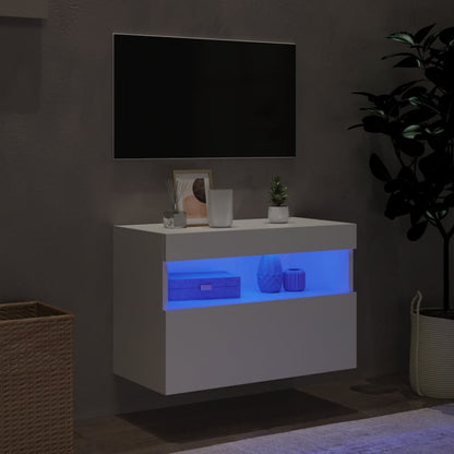 TV Wall Cabinet with LED Lights White 60x30x40 cm