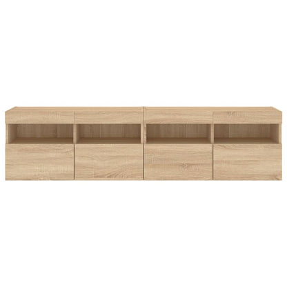 TV Wall Cabinets with LED Lights 2 pcs Sonoma Oak 80x30x40 cm