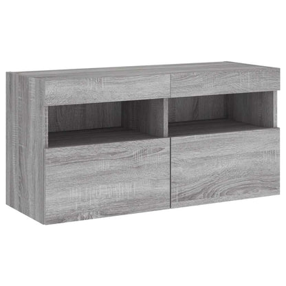 TV Wall Cabinet with LED Lights Grey Sonoma 80x30x40 cm