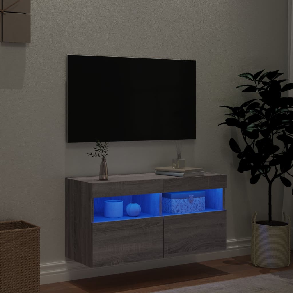 TV Wall Cabinet | Grey Sonoma | Engineered Wood | Medium