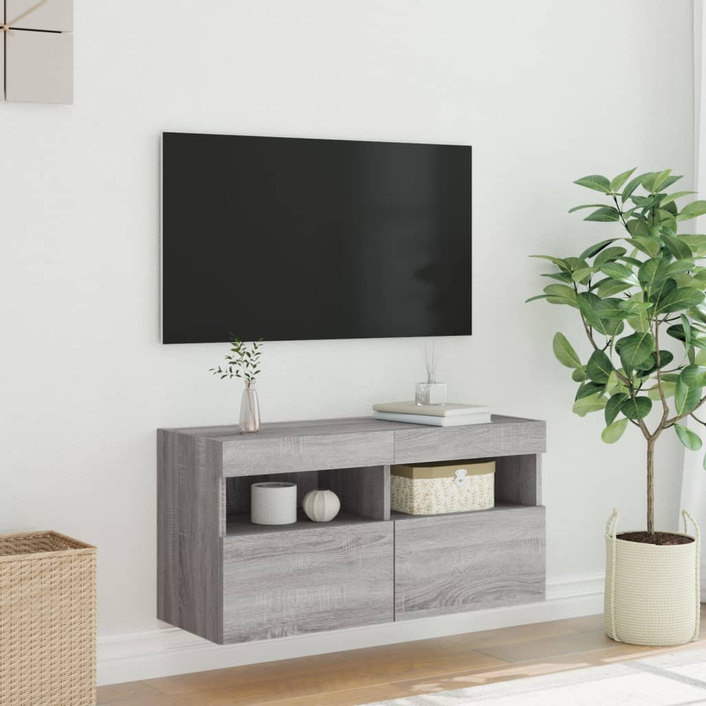 TV Wall Cabinet | Grey Sonoma | Engineered Wood | Medium