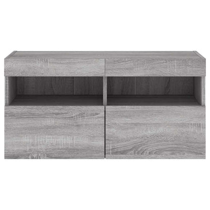 TV Wall Cabinet with LED Lights Grey Sonoma 80x30x40 cm