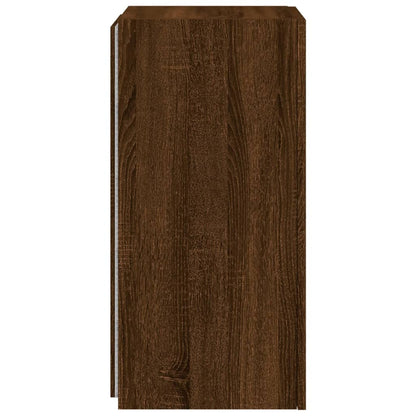 TV Wall Cabinet with LED Lights Brown Oak 30.5x35x70 cm