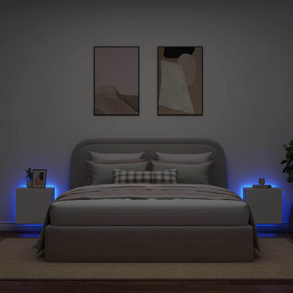 TV Wall Cabinets with LED Lights 2 pcs White 40.5x35x40 cm