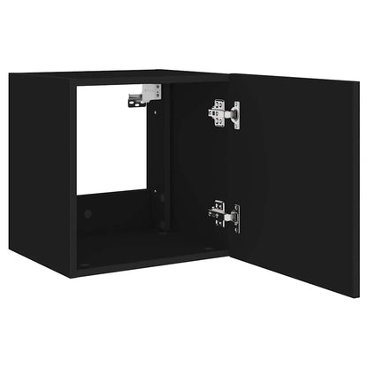 TV Wall Cabinet with LED Lights Black 40.5x35x40 cm