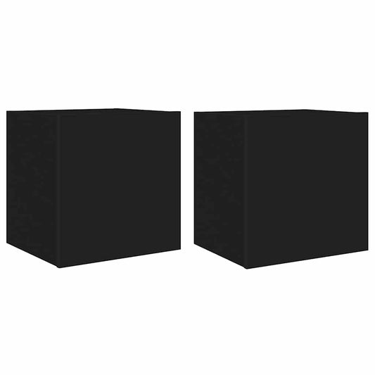 TV Wall Cabinets with LED Lights 2 pcs Black 40.5x35x40 cm