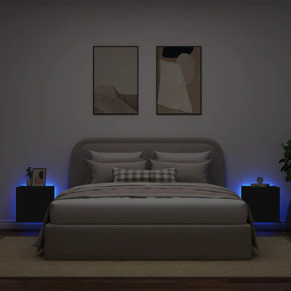TV Wall Cabinets with LED Lights 2 pcs Black 40.5x35x40 cm