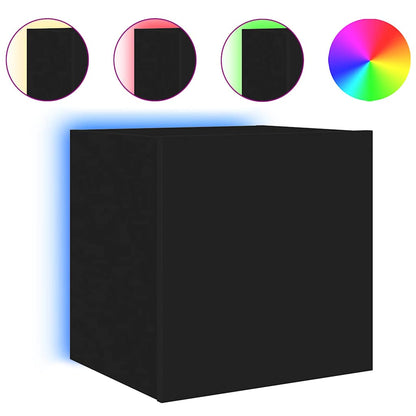 TV Wall Cabinets with LED Lights 2 pcs Black 40.5x35x40 cm