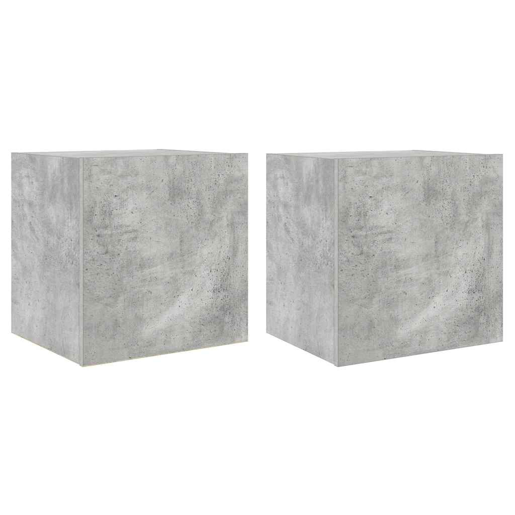 TV Wall Cabinets with LED Lights 2 pcs Concrete Grey 40.5x35x40 cm