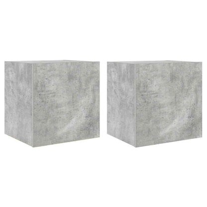 TV Wall Cabinets with LED Lights 2 pcs Concrete Grey 40.5x35x40 cm