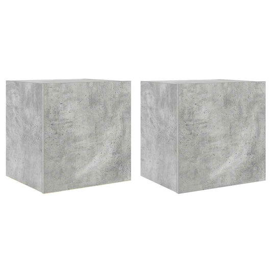 TV Wall Cabinets with LED Lights 2 pcs Concrete Grey 40.5x35x40 cm