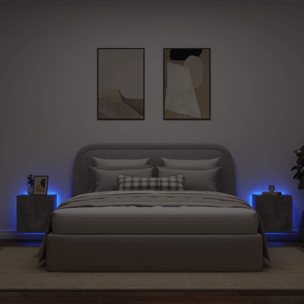 TV Wall Cabinets with LED Lights 2 pcs Concrete Grey 40.5x35x40 cm