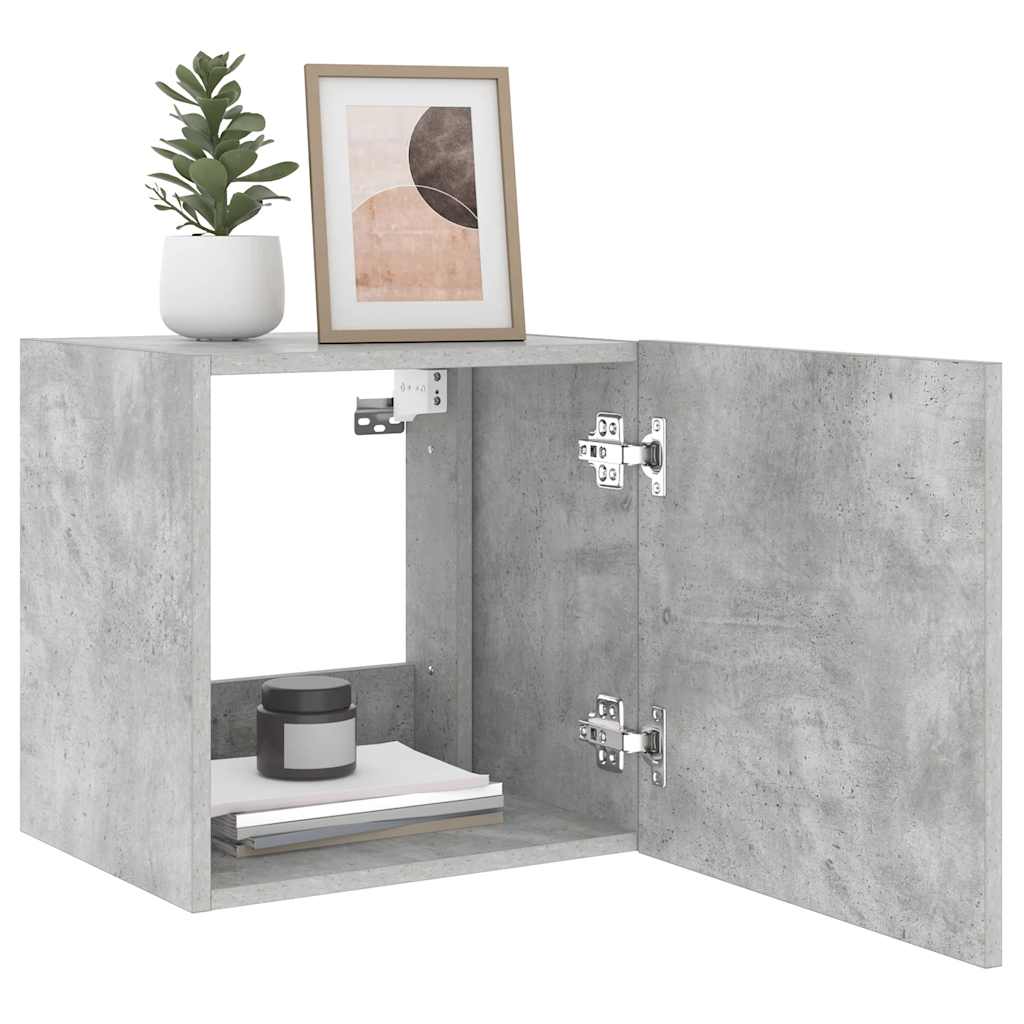 TV Wall Cabinets with LED Lights 2 pcs Concrete Grey 40.5x35x40 cm
