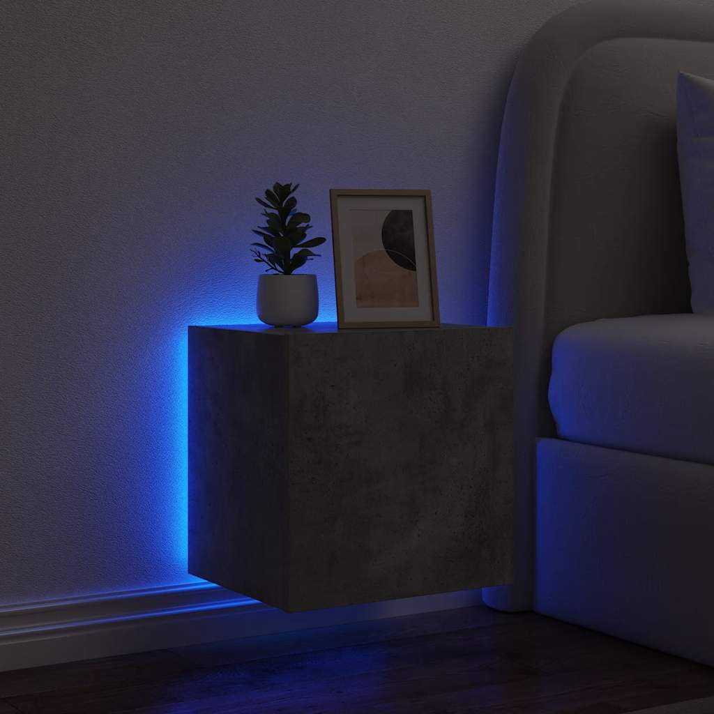 TV Wall Cabinets with LED Lights 2 pcs Concrete Grey 40.5x35x40 cm