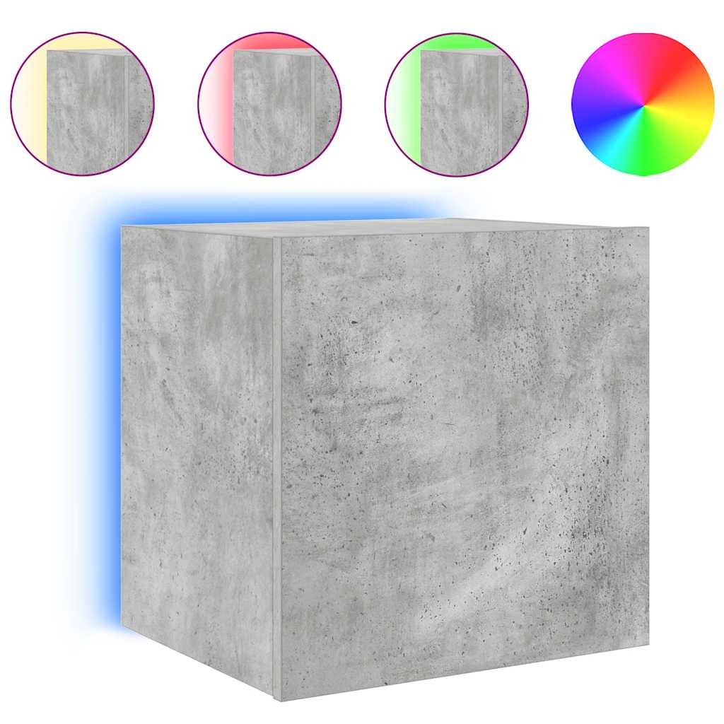 TV Wall Cabinets with LED Lights 2 pcs Concrete Grey 40.5x35x40 cm