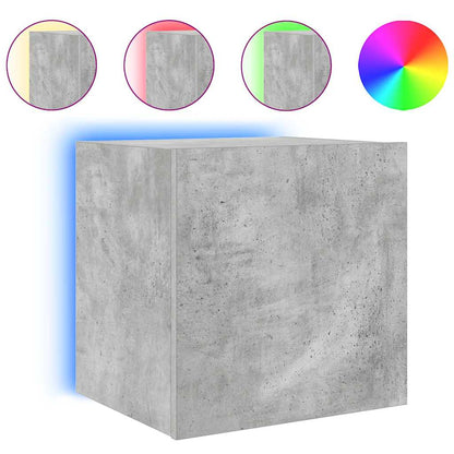 TV Wall Cabinets with LED Lights 2 pcs Concrete Grey 40.5x35x40 cm