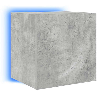 TV Wall Cabinets with LED Lights 2 pcs Concrete Grey 40.5x35x40 cm