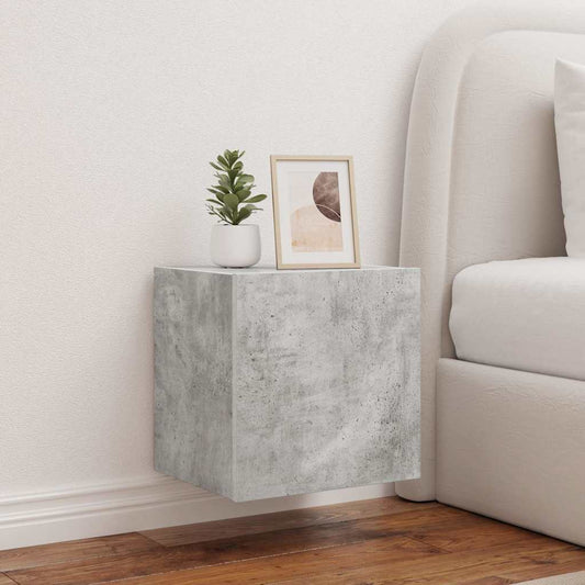 TV Wall Cabinets with LED Lights 2 pcs Concrete Grey 40.5x35x40 cm