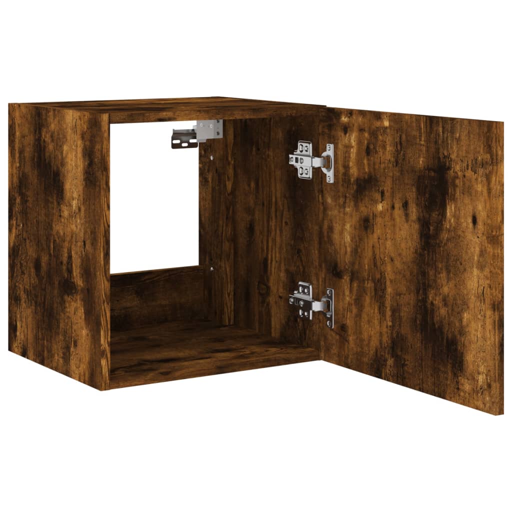 TV Wall Cabinets with LED Lights 2 pcs Smoked Oak 40.5x35x40 cm