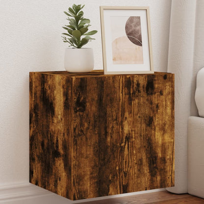 TV Wall Cabinets with LED Lights 2 pcs Smoked Oak 40.5x35x40 cm