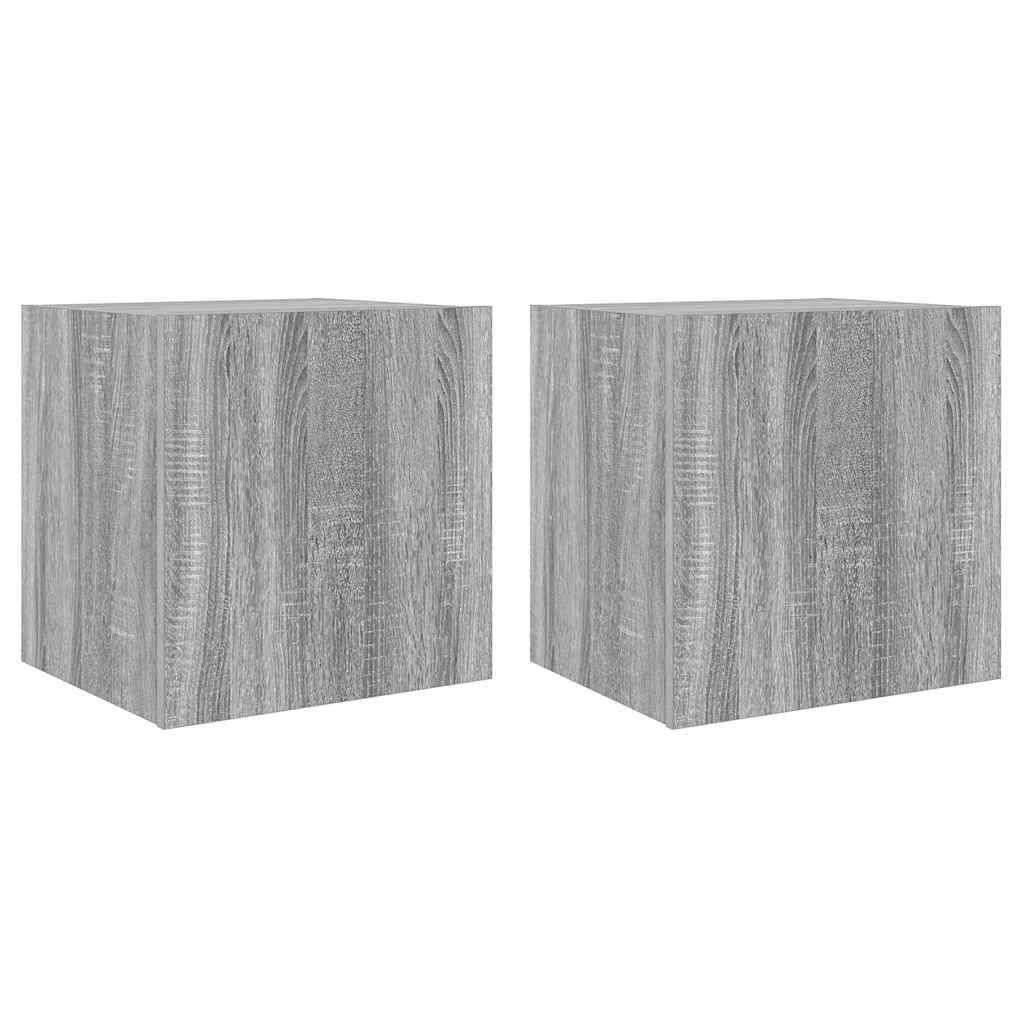 TV Wall Cabinets with LED Lights 2 pcs Grey Sonoma 40.5x35x40 cm