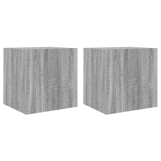 TV Wall Cabinets with LED Lights 2 pcs Grey Sonoma 40.5x35x40 cm