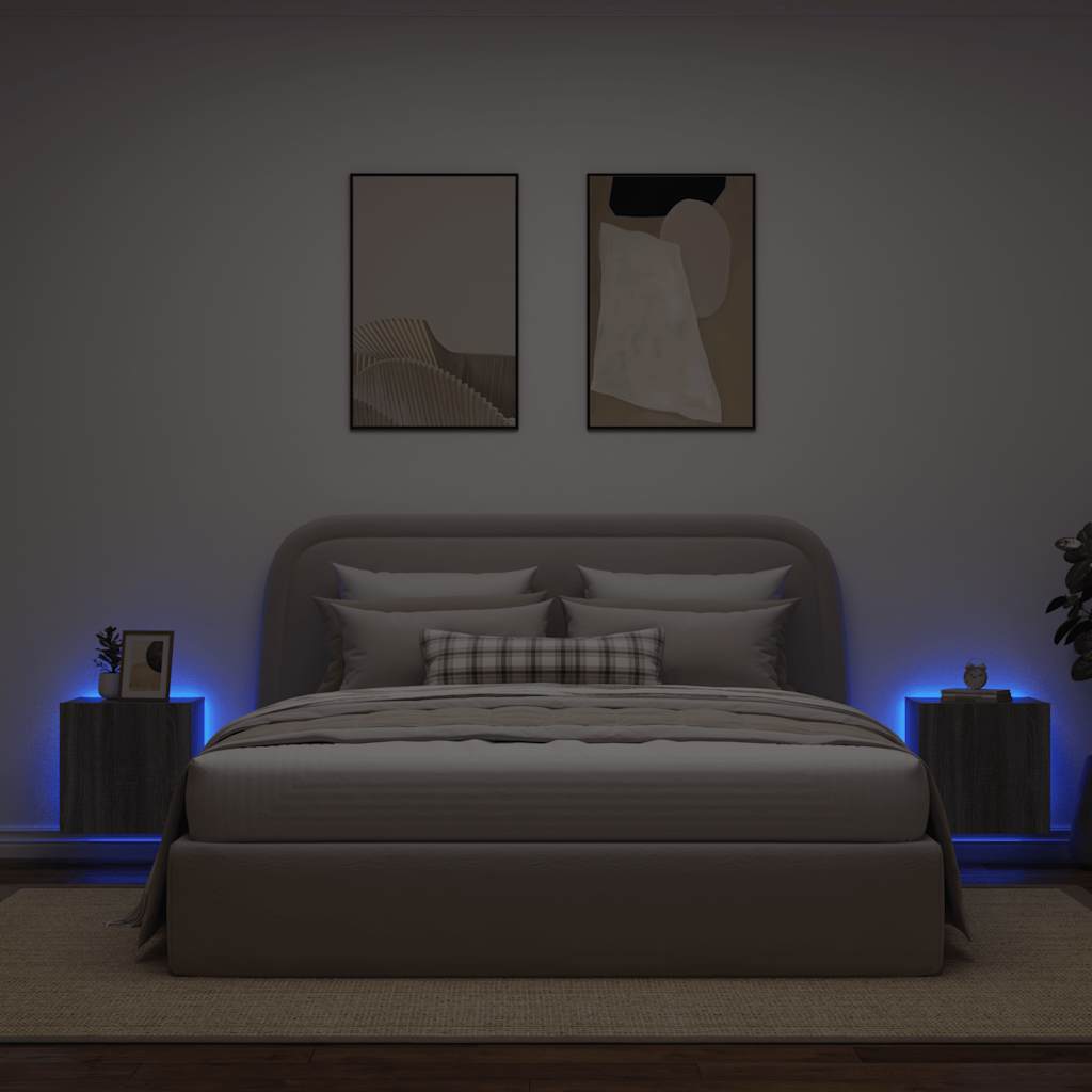 TV Wall Cabinets with LED Lights 2 pcs Grey Sonoma 40.5x35x40 cm