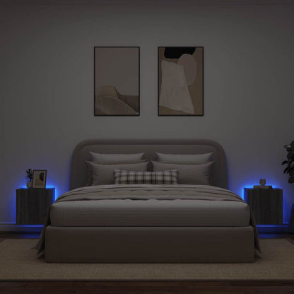 TV Wall Cabinets with LED Lights 2 pcs Grey Sonoma 40.5x35x40 cm