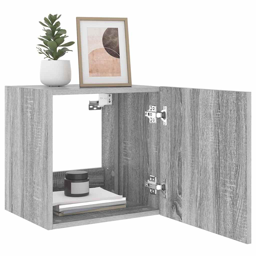 TV Wall Cabinets with LED Lights 2 pcs Grey Sonoma 40.5x35x40 cm