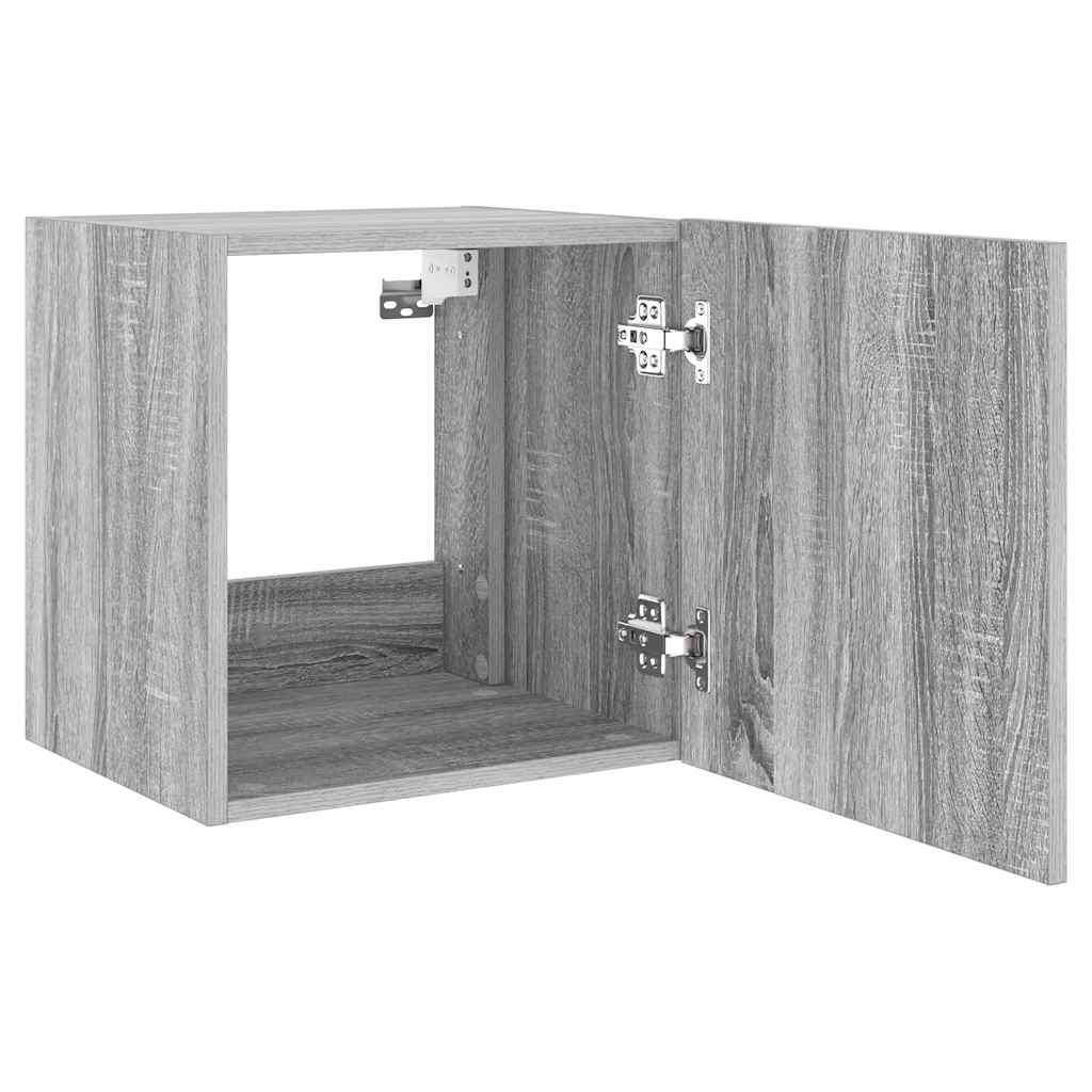 TV Wall Cabinets with LED Lights 2 pcs Grey Sonoma 40.5x35x40 cm