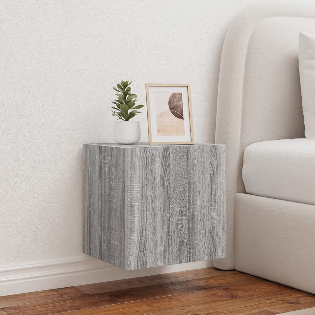 TV Wall Cabinets with LED Lights 2 pcs Grey Sonoma 40.5x35x40 cm