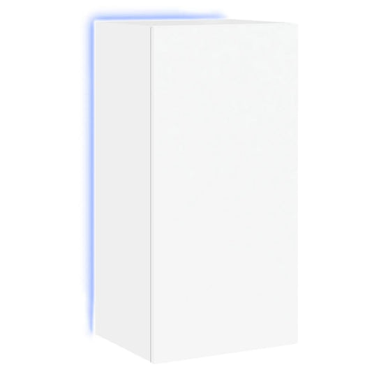 TV Wall Cabinet with LED Lights White 40.5x35x80 cm