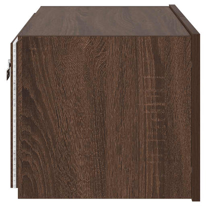 TV Wall Cabinet with LED Lights Brown Oak 60x35x31 cm