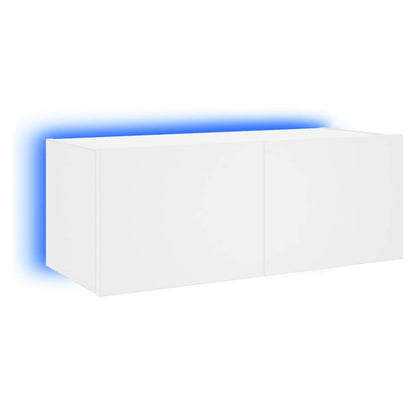 TV Wall Cabinet with LED Lights White 80x35x31 cm