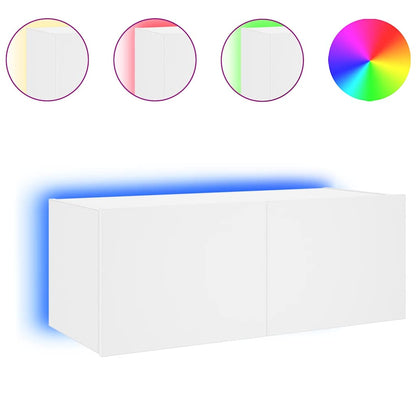TV Wall Cabinet with LED Lights White 80x35x31 cm