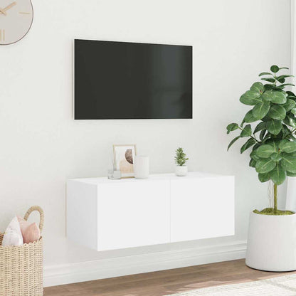 TV Wall Cabinet with LED Lights White 80x35x31 cm