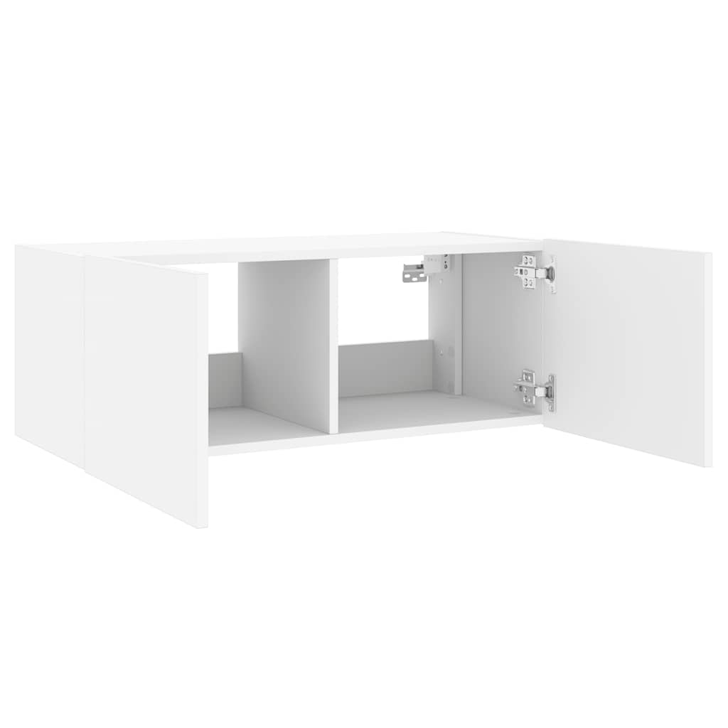 TV Wall Cabinet with LED Lights White 80x35x31 cm