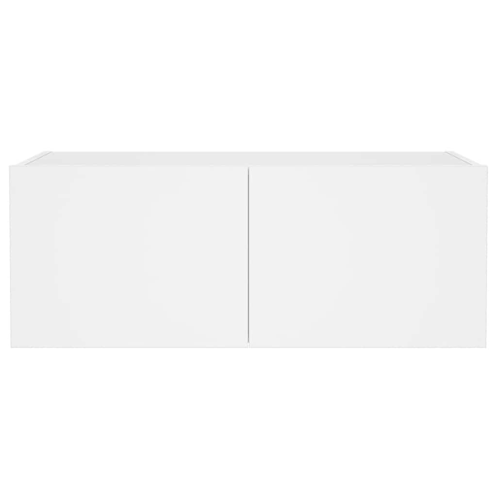 TV Wall Cabinet with LED Lights White 80x35x31 cm