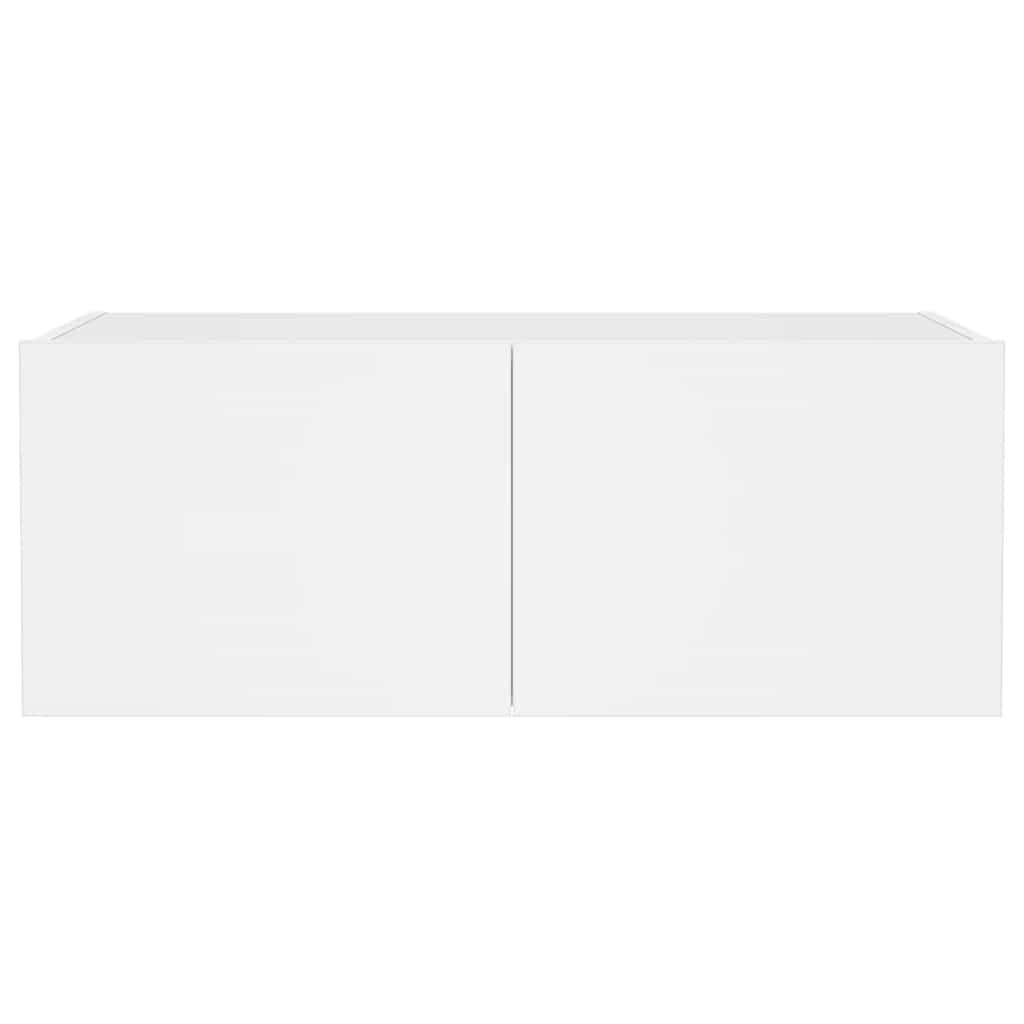 TV Wall Cabinet with LED Lights White 80x35x31 cm