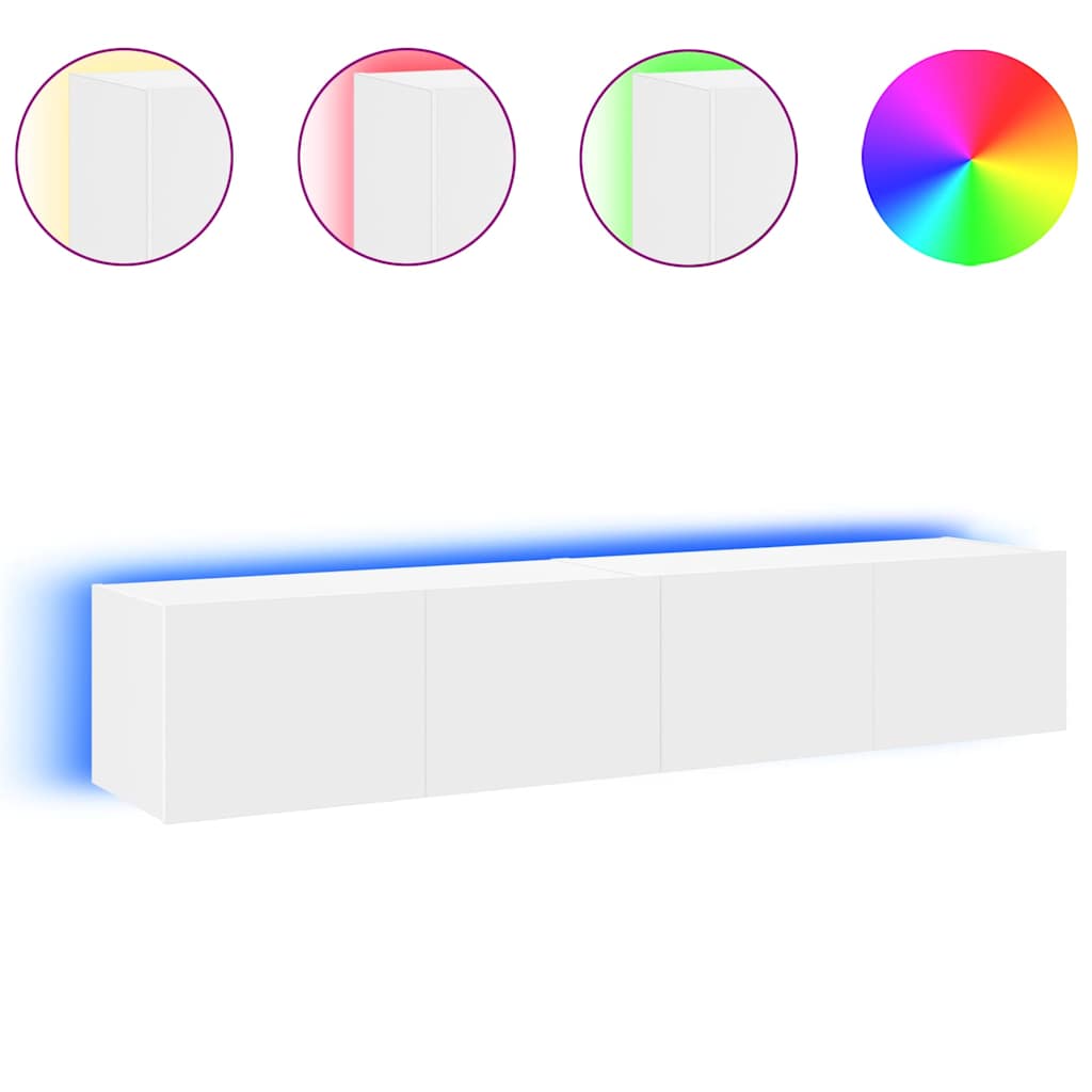 TV Wall Cabinets with LED Lights 2 pcs White 80x35x31 cm