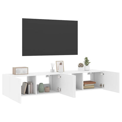 TV Wall Cabinets with LED Lights 2 pcs White 80x35x31 cm