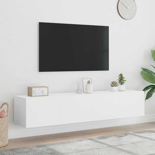 TV Wall Cabinets with LED Lights 2 pcs White 80x35x31 cm