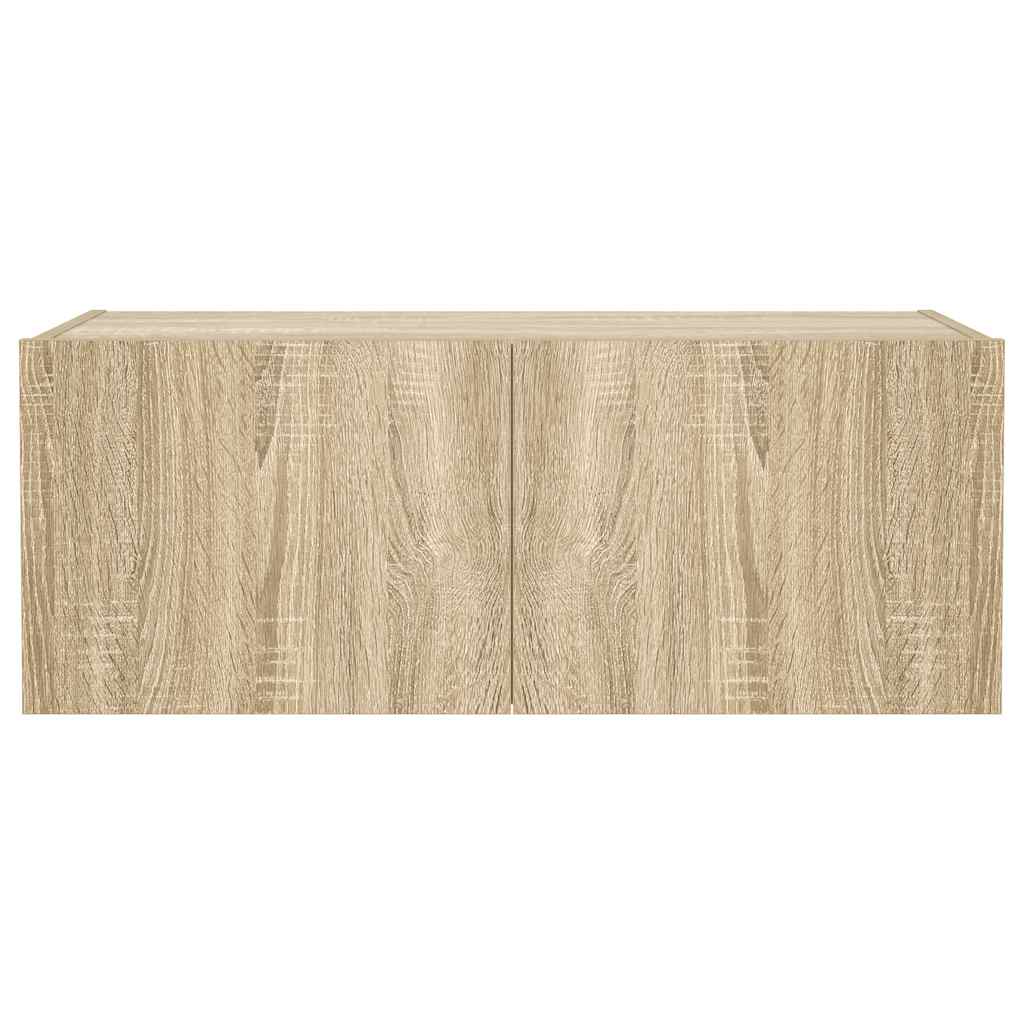 TV Wall Cabinet with LED Lights Sonoma Oak 80x35x31 cm