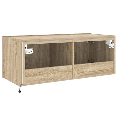 TV Wall Cabinet with LED Lights Sonoma Oak 80x35x31 cm