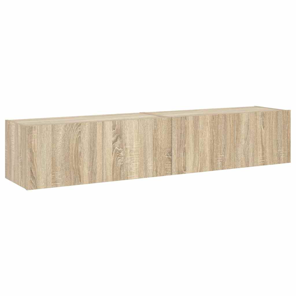 TV Wall Cabinets with LED Lights 2 pcs Sonoma Oak 80x35x31 cm