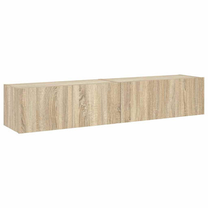 TV Wall Cabinets with LED Lights 2 pcs Sonoma Oak 80x35x31 cm